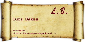 Lucz Baksa névjegykártya